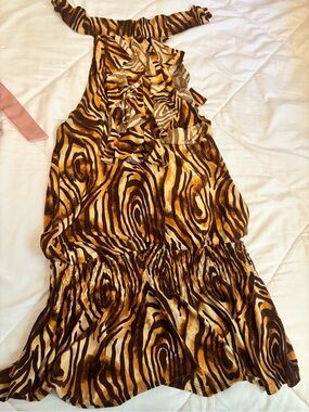 Women’s Ruffled Halter Blouse in Brown Zebra Print